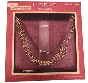 LODIS  Emily 5 in1 Convertible Crossbody Handbag  Italian Leather Bag New Wine - Picture 1 of 2