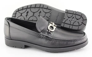 Men's SALVATORE FERRAGAMO 'Master' Black Leather Loafers Size US 10 - D - Picture 1 of 6