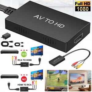 RCA To HDMI Converter, AV to HDMI 3RCA CVBs Composite Video Audio Adapter TV Box - Picture 1 of 16