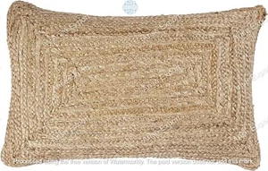 Funda de almohada rectangular de yute (16 x 24 pulgadas), yute natural duradero, mano-w - Imagen 1 de 1