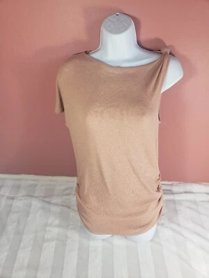 LNA Revolve Women Pandora One Shoulder Rouched Ribbed Knit Top Blush Pink Size S - Image 1 of 4