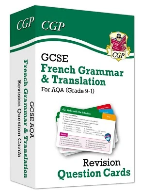GCSE AQA French Grammar & Translation Revision Question Cards Key Stage 4 Cgp - Image 1 of 4