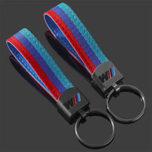 M-Colored Stripe Nylon Keychain Metal Keyring Accessories For BMW M Sport Series - Picture 1 of 11