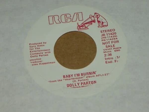DOLLY PARTON - BABY I'M BURNING : RED Vinyl / Promo RCA 45 RPM Single !!-RARE - Picture 1 of 3