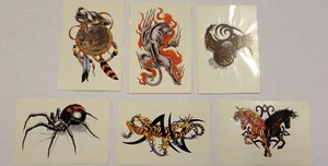 Lot of 6 Vintage Vending Machine press on Temporary Tattoo Spider Panther Wolf - Picture 1 of 2