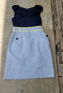 Vestido New Directions para mujer XL azul marino jersey elástico hasta la rodilla manga larga - Imagen 1 de 8