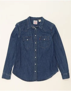 LEVI'S Womens Tailored Fit Denim Shirt UK 16 Large Blue Cotton AK09 - Picture 1 of 3