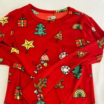 Top pijama polar Cat & Jack luces navideñas para niños talla 14 rojo Foto 1 de 4