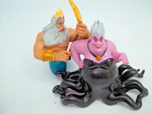 Disney Ursula King Triton Figure Set LITTLE MERMAID PVC Toy Glitter Cake Toppers - Picture 1 of 4