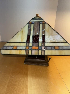 LEER 12x6 Cuadrado Vitral Frank Lloyd Wright Estilo Misión Lámpara Foto 1 de 4