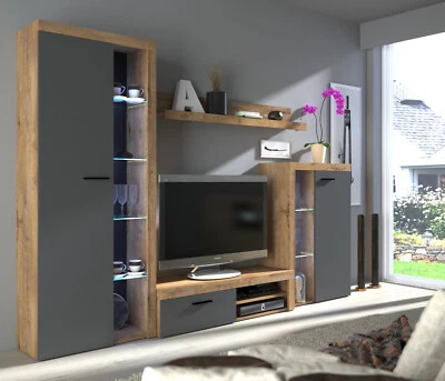 Living room Furniture set Tv unit Entertainment display cabinet Grey SIDEBOARD