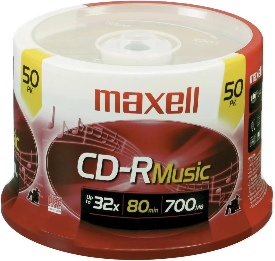 Maxell 625156 - CDr80mu50pk 80-Minute Music CD-rs (50-Ct Spindle) Red Electro... - Image 1 of 1