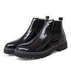 Men Fashion Chelsea Pull On Black Wedge Heel Motorcycle Punk Ankle Boot Oversize