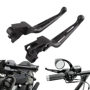 Black Slotted Brake Clutch Levers Hand Levers For Harley Sportster Dyna Touring - Picture 1 of 19
