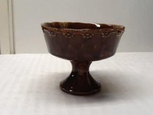 Vintage McCoy Pottery Brown Early American Pedestal Bowl - 1960's - Picture 1 of 12