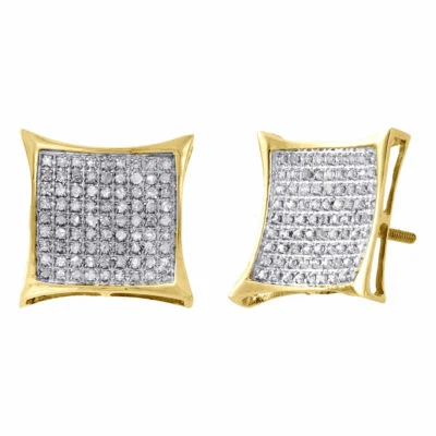 Pendientes de cometa pequeños de 13,40 mm de oro amarillo de 10 quilates con pavé de diamantes reales de 0,50 quilates Foto 1 de 4