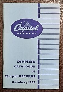 1953 Capitol Records Complete Catalogue of 78rpm Records