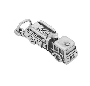 Sterling Silver Fire Engine Charm - Picture 1 of 4