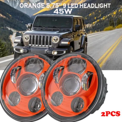 Pair 5-3/4 5.75" LED Headlight For Jeep Harley Davidson Sportster XL1200 883 48 - Image 1 of 4
