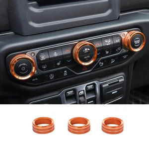 Orange Air Conditioner Switch Knob Trim Ring for 2018+ Jeep Wrangler JL JT 3PCS - Bild 1 von 7