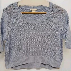 B-Ware H&M Damen Shirt Gr. XS Häkelshirt kurzarm blau Basic  Pulli - C1 - Bild 1 von 5