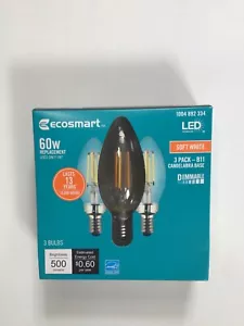 Ecosmart Soft White Replacement LED Light Bulbs 60W 3 pack NEW! NIB - Picture 1 of 3