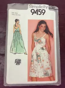 Simplicity 9459 Vintage 1980 Sundress Cinghie Schienale 2 Lunghezze Junior Teens 9-10 - Foto 1 di 4