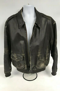 Airborne Leathers Brown Leather Bomber Jacket Mens Size L