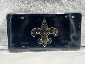 New Orleans Saints NFL Black Reflective Lasercut License Plate Wincraft - Picture 1 of 1