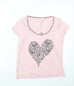 Sorbet Womens Pink Geometric Cotton Blend Top Pyjama Top Size 12 - Picture 1 of 12