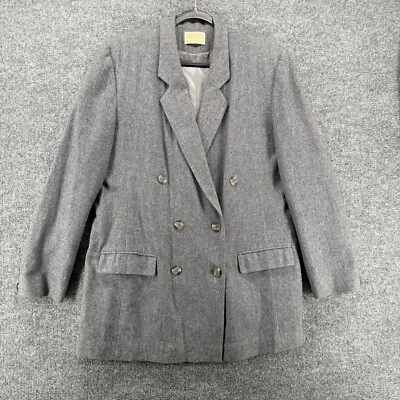 Chaqueta Pendleton Vintage Mujer 14 Alto Gris Lana Virgen Doble Pecho EE. UU. Foto 1 de 4