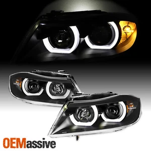 06-08 BMW E90 3 Series Sedan Wagon 3D LED U-Halo Tube Black Projector Headlight - Picture 1 of 10
