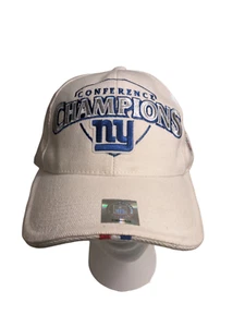 NY Giants 2001 Conference Champions White Baseball Hat Cap Strap Back OSFA - Picture 1 of 8