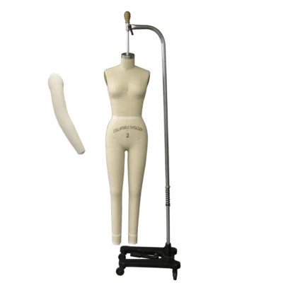 AMERICAN DRESS FORMS Size 2 Linen Full Body Pro Female Dress Form Mannequin with Arm & Padding Kit