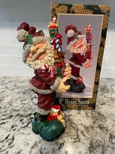 9 Inch Resin Santa Holding Christmas Presents Figurine - Picture 1 of 12