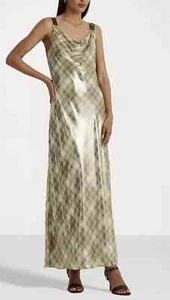 NWT $345 Lauren Ralph Lauren Plaid Metallic Georgette Cowl Neck Gown 16 - Picture 1 of 7