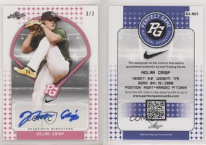 2018 Leaf Perfect Game National Showcase Auto Pink /3 Nolan Crisp #BA-NC1 Auto