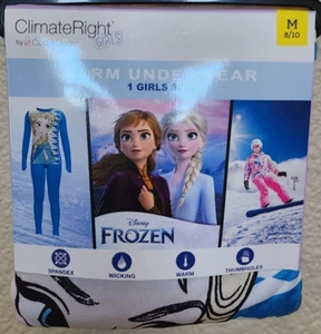ClimateRight by Cuddl Duds Girls Disney Frozen Warm Underwear Size M 8/10 NEW - Picture 1 of 4