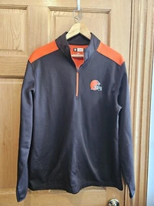 NFL Team Apparel Men's Cleveland Browns 1/4-Zip Pullover Jacket -Brown/Orange- L - Picture 1 of 3