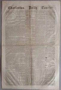 Charleston Daily Courier Carolina del Sur Periódico Guerra Civil Confederado CSA - Imagen 1 de 6