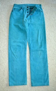 Vintage Late 80s/90's Levi 501 Denim Jeans Made in USA Size 30 Teal Aqua - Picture 1 of 5