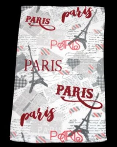 Kassafina Paris Eiffel Tower Hearts Script Decorative Velour Hand Towel NWT HTF - Picture 1 of 1