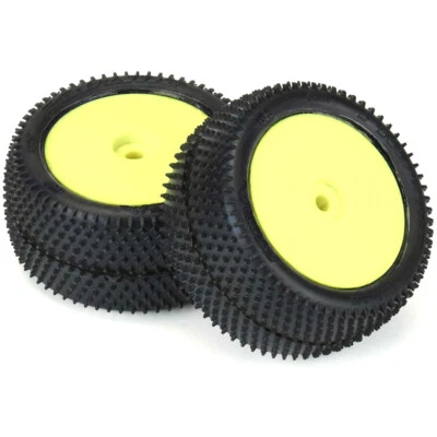 NEW Pro-Line 1/18 Prism Rear Carpet Mini-B Tires Mounted 8mm Yellow Whls (2) - Image 1 of 4