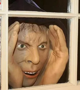 Scary Peeper Freak Halloween Decoration Clown Indoor and Outdoor Window Stickers - Picture 1 of 9