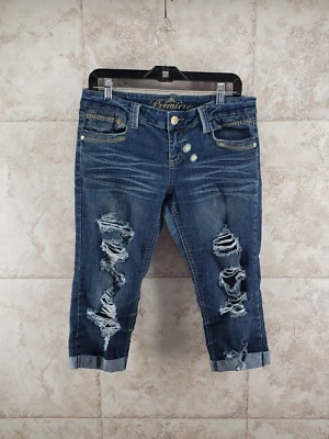 Bermudas Pantalones Cortos de Jean Distressed Corte Bajo Rue 21 Premiere Para Mujer Talla 9/10 Foto 1 de 4