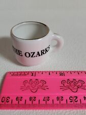 The Ozarks Mini Mug Souviner Gold Trim White Glazed Ceramic Black Graphics 1.25"