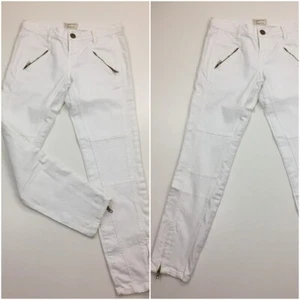 CURRENT ELLIOTT Women's sz 28 White Zipper Pockets & Ankle Moto Skinny Jeans - Picture 1 of 11