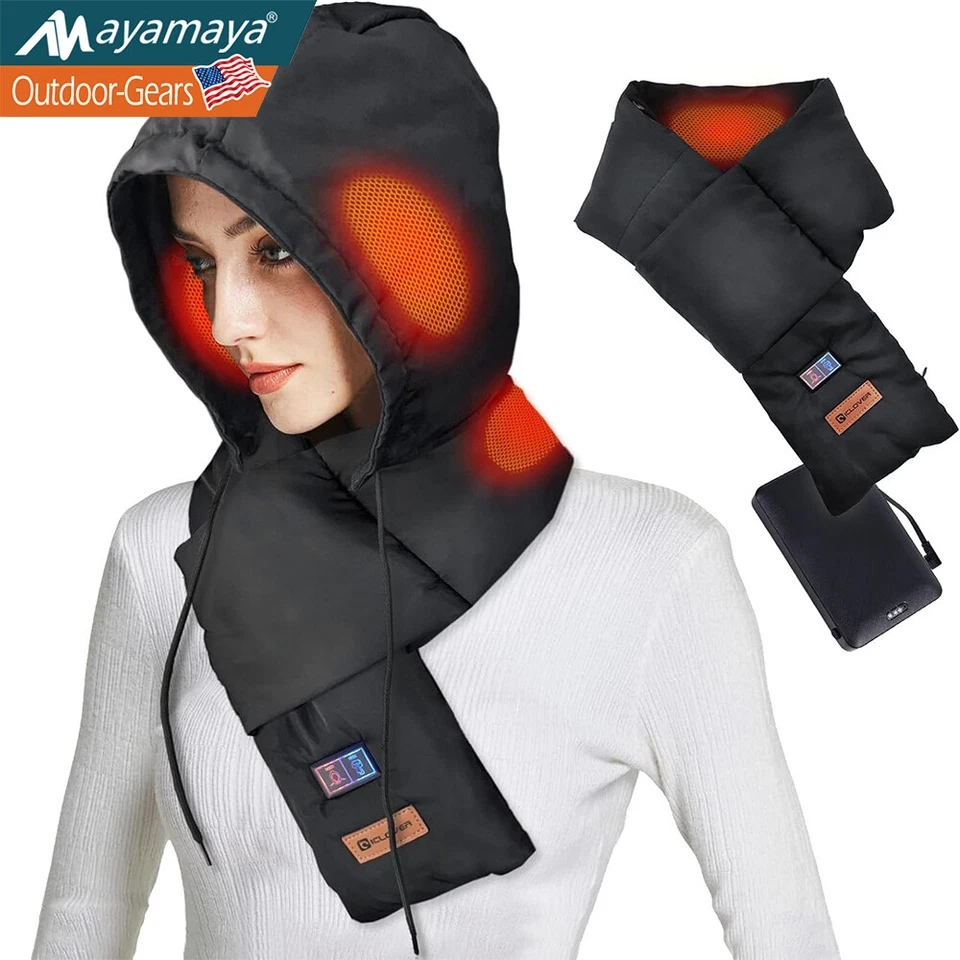 Electric Heated Scarf with Hood Rechargeable Cordless Neck Heating Pad Wrap - Image 1 of 4