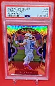 2020 Panini Select #44 Justin Herbert RC Rookie Silver Prizm PSA 9 Mint - Picture 1 of 2