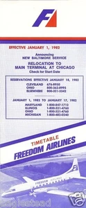 Airline Timetable - Freedom - 01/01/82 - Convair Cover - New to Baltimore - Bild 1 von 1